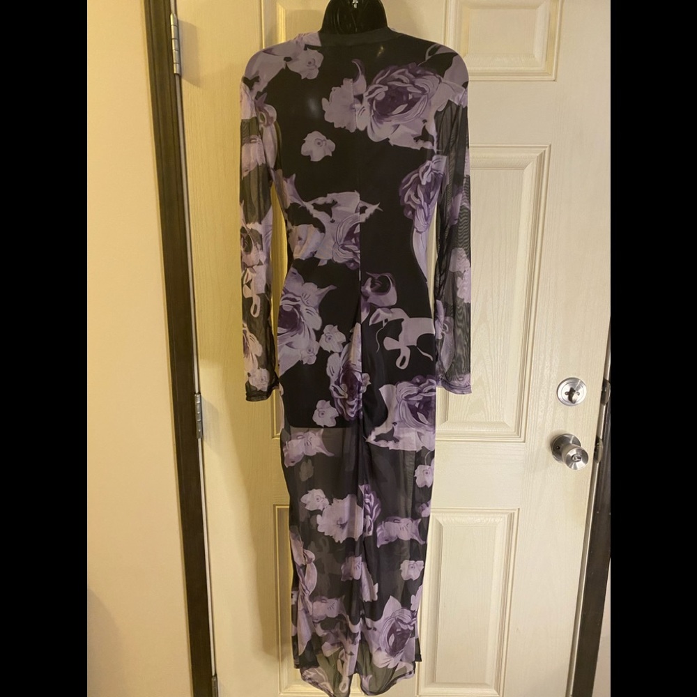 Sheer purple & black long sleeve cover dress